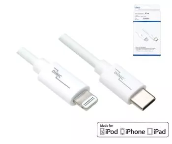 USB C auf Lightning Kabel, MFi, Box, weiß, 0,50m MFi zertifiziert, Sync- und Schnellladekabel
